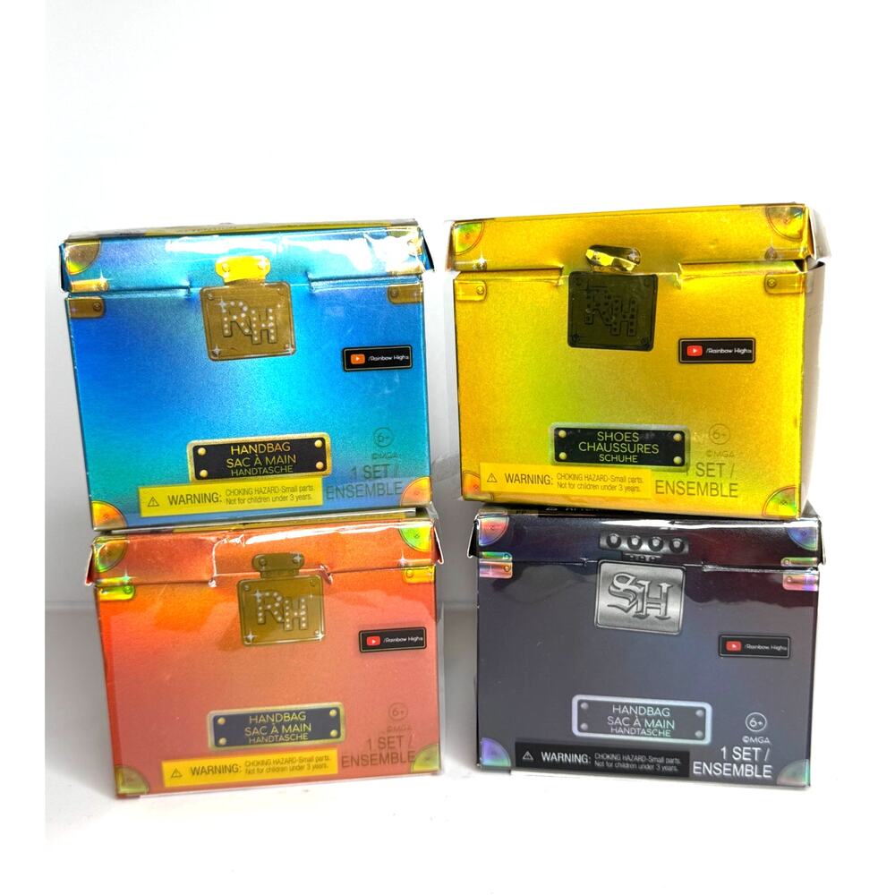 NIB Series 1 Rainbow High Mini Accessories Studio Handbags Shoes Collection of 4